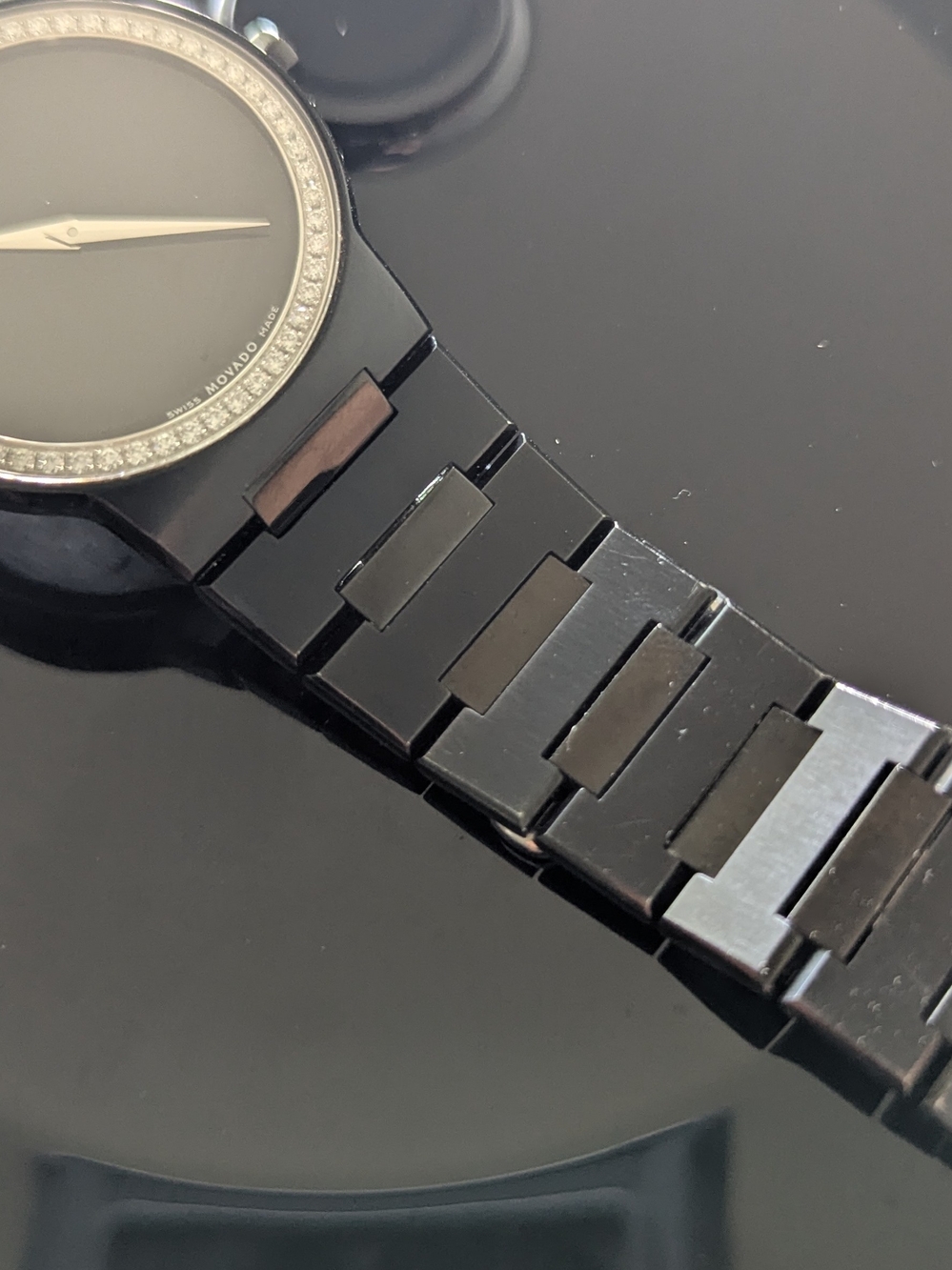 Movado Black Dial Diamond Bezel Men's Watch - Picture 6 of 12